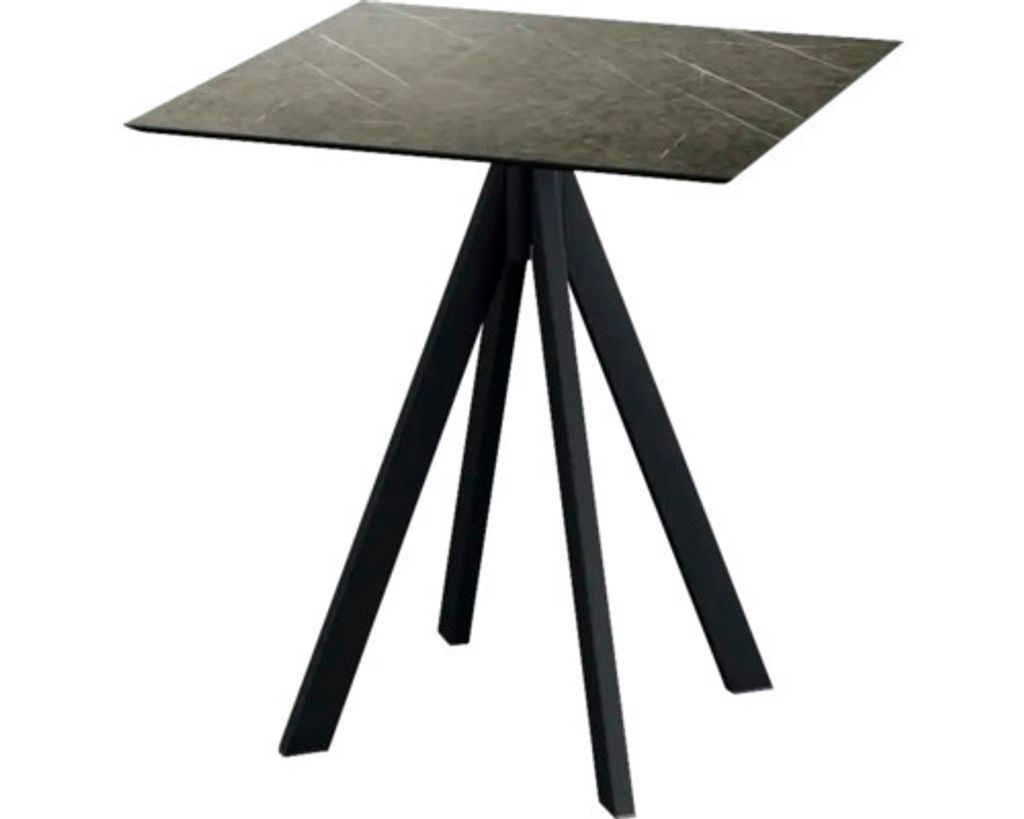 Infinity Terrassentisch Schwarz gestell + Midnight Marble HPL 70x70 cm