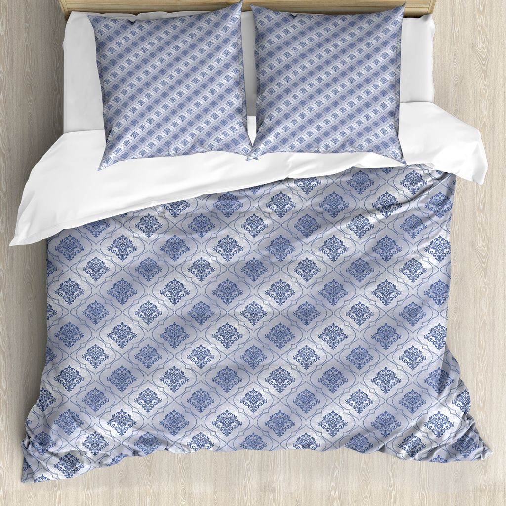 ABAKUHAUS Antique Oriental Bettbezug Set für Einzelbetten, Blumendamast-Kunst, Milbensicher Allergiker geeignet mit Kissenbezug, 200 cm x 200 cm -...