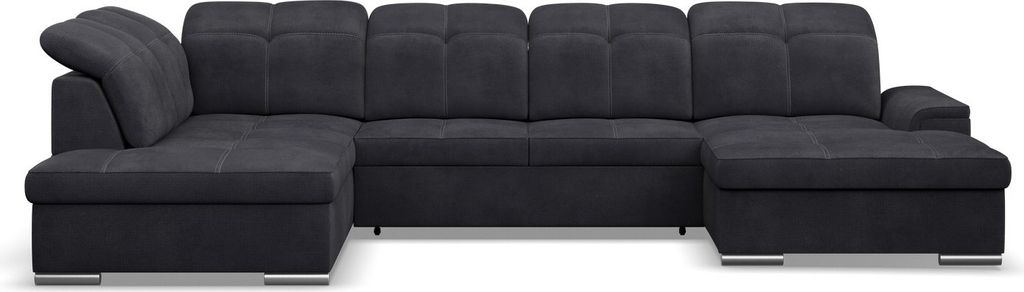 Ecksofa Lord - Version Full, 344 x 215 x 104, LINKS, Dunkelgrau, Schlaffunktion: Delfin-Mechanismus, Bettkasten: klappbare Liege