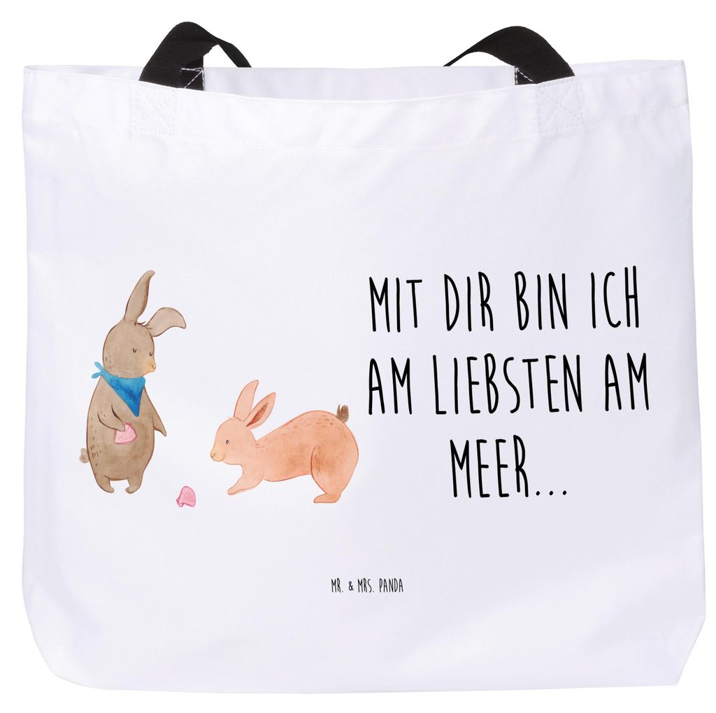 Mr. & Mrs. Panda Reisetasche Hasen Muschel - Weiß - Geschenk, Strand, Tote Bag, Muscheln, Einkaufstasche, Laptoptasche, Best Friends, Strandtasche...
