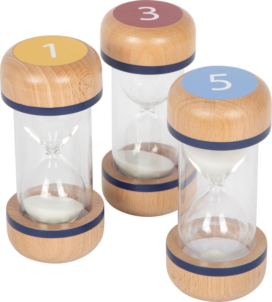 small foot Sanduhren-Set „Educate“, Lernspielzeug, 3-teiliges Set mit 1-, 3- und 5-Minuten-Uhren, Holz, ab 3 Jahre, 12781
