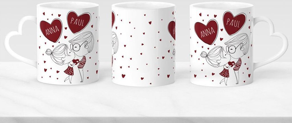 Tasse mit Herz-Henkel personalisierbar Sprüche Liebe Pärchen mit Liebesbotschaft persönliches Geschenk für Partner, Verliebte, Paare SpecialMe...