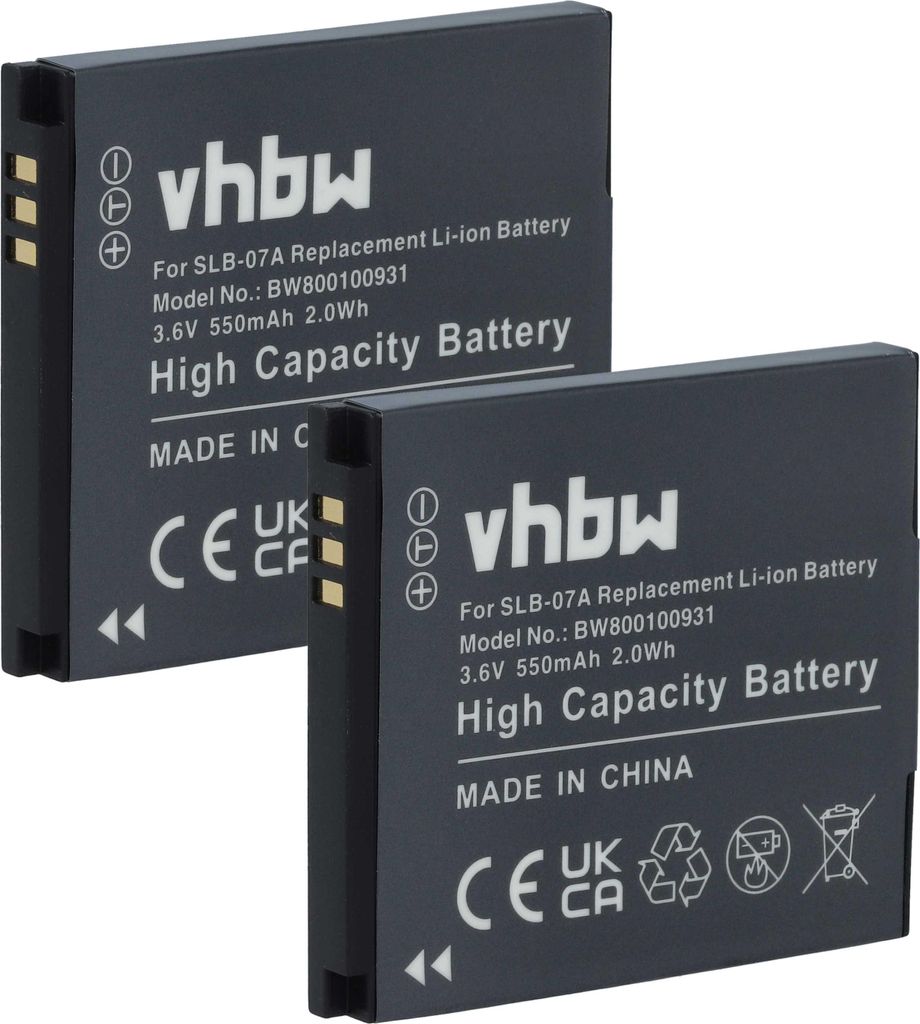 vhbw 2x Akku Ersatz für Samsung SLB-07A, SLB-07B für Kamera Produktbild 