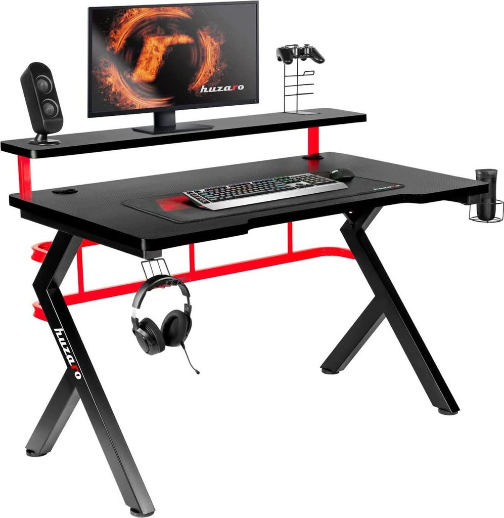 Huzaro Hero 5.0 Bureau de jeu avec accessoires, Noir, Image du produit 