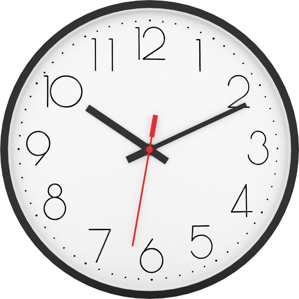 Intirilife Wanduhr in Schwarz - Weiß mit 30,5 cm Durchmesser - Praktische Zeitanzeige Chronometer stilvoll für jedes Zimmer