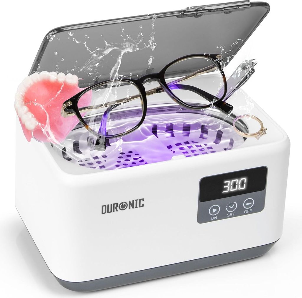 Duronic UC60 Ultraschallreiniger, Ultraschallgerät zur Reinigung für Brille, Schmuck und Zahnprothesen, Ultraschallreinigungsgerät als Schmuckre...