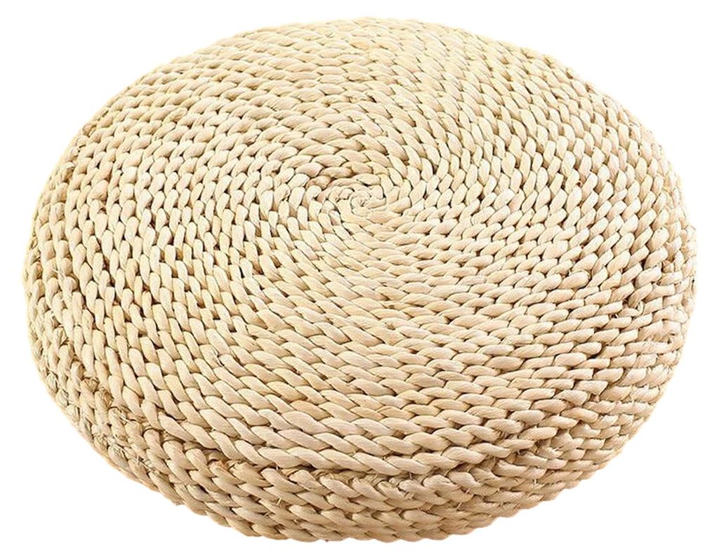 Handgefertigtes Strohsitzkissen im japanischen Stil, handgewebtes Polsterkissen, rustikales rundes Sitzkissen für Tatami-Meditation, Zen-Yoga-Übu...