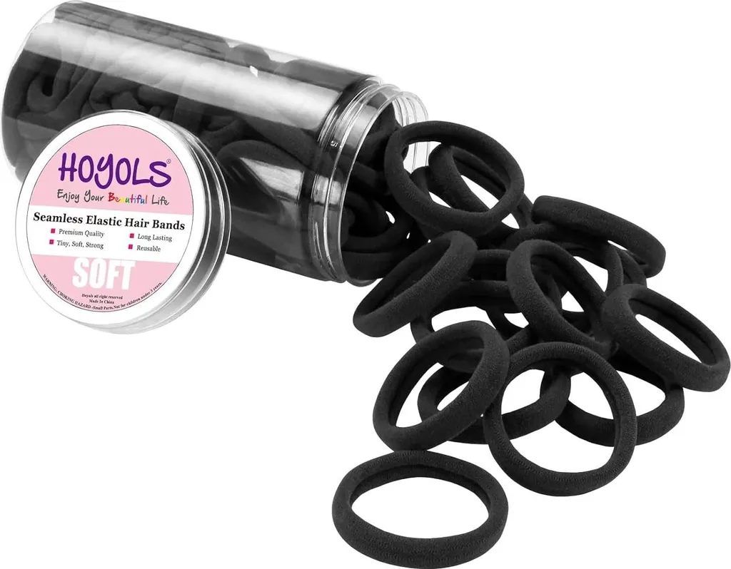 Élastiques cheveux sans couture noirs en tissu doux anti-casse x100