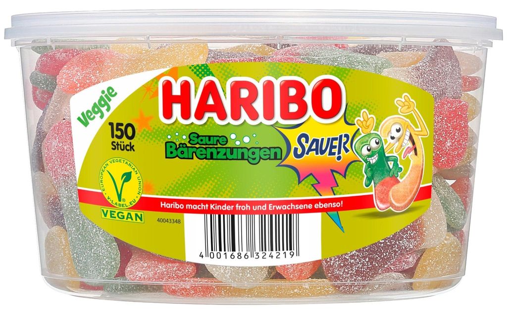 Haribo Saure Bärenzungen, Winegum, 1,35 kg, Cola, Fruits, Produktbild 