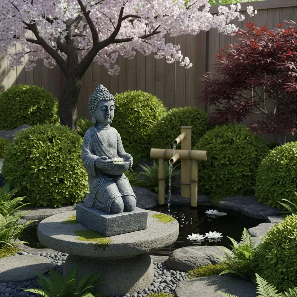Statue de Bouddha résine抗 UV 43 cm - Déco extérieure durable - 2