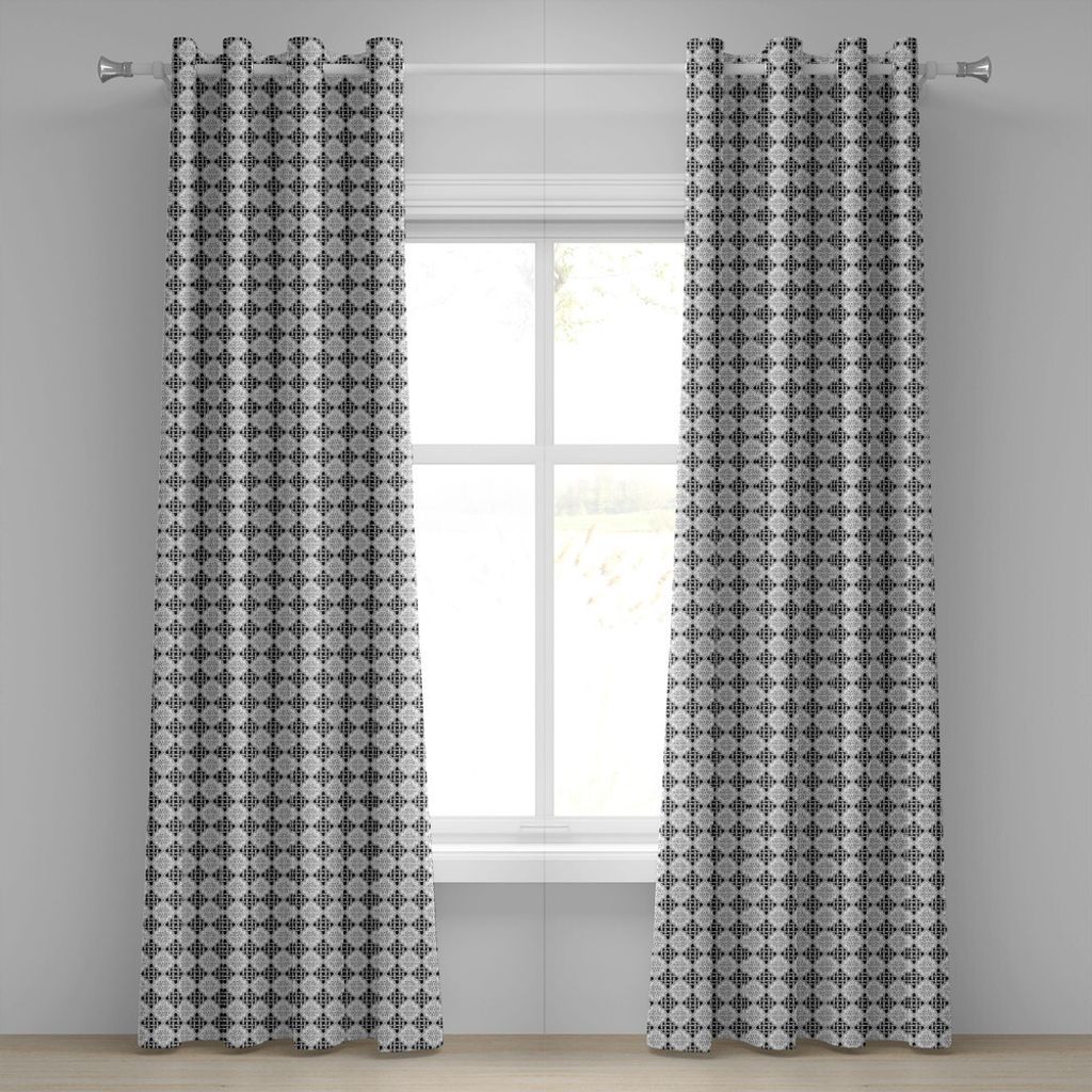 ABAKUHAUS keltisch Ösenvorhang, Skandinavisches Keltisches Regelmäßiges Verschachteln Verschachteltes design, Dekorative 2-Panel-Fenstervorhäng...