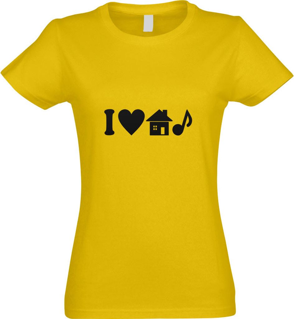 Kiwistar - T-Shirt tailliert - Damen - gelb - I Love House Music - mit Motiv Bedruckt - Funshirt Design - Sport - Freizeit - Damen - XXL