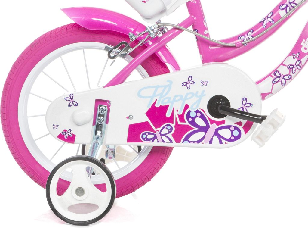 Vélo pour fille rose et blanc 14'' FLAPPY Dino Bikes Image du produit 