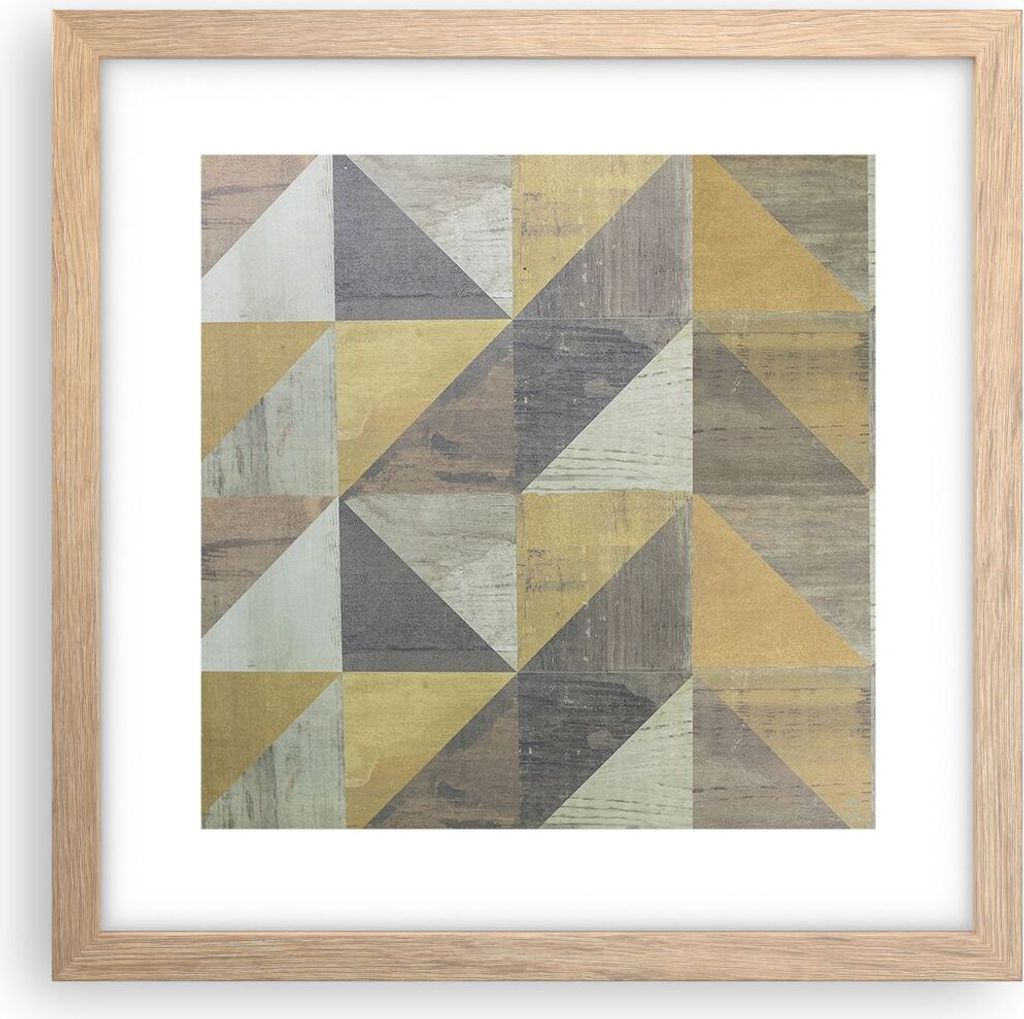Gerahmtes Poster - Rahmen in heller Eiche - Abstraktion Geometrisch Dreiecke - 30x30 cm - Wand Bild - Wanddeko - Wandbilder - Kunstposter - Wandpos...