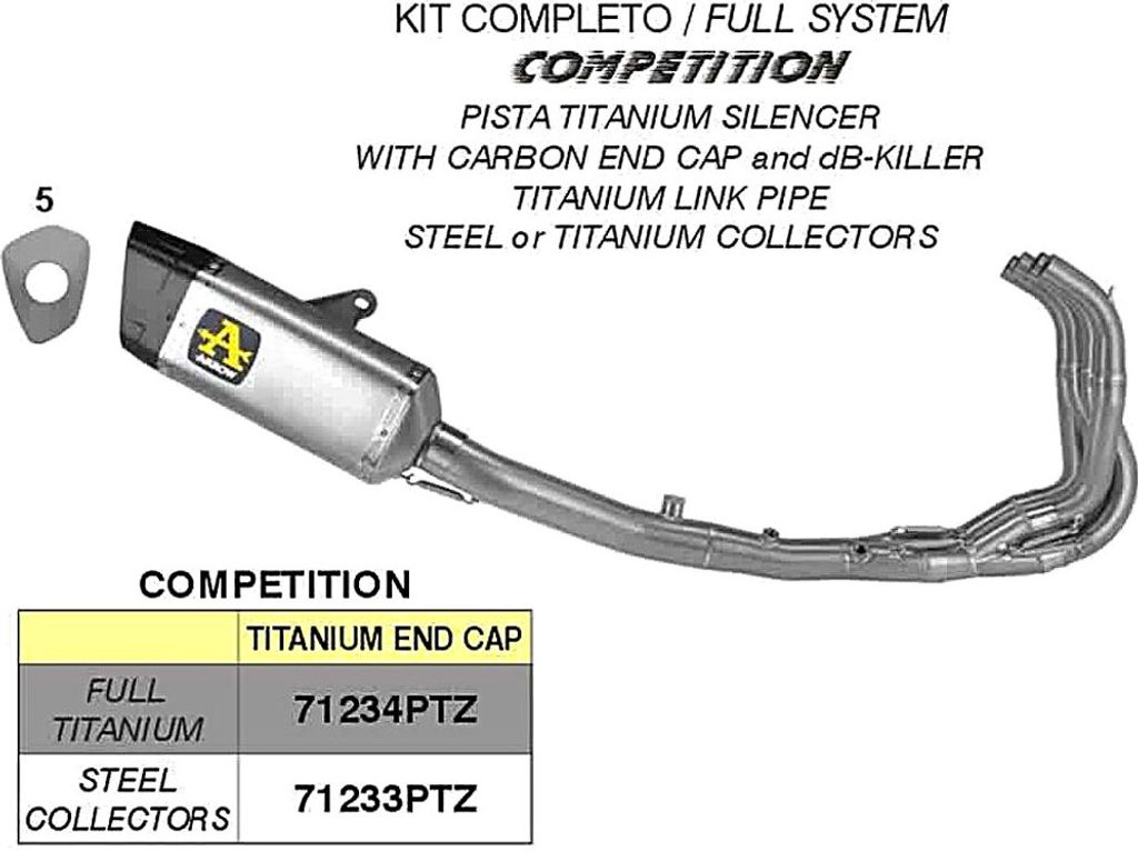 ARROW-Wettbewerb Volltitan-Komplettauspuff für Kawasaki Zx-4r
