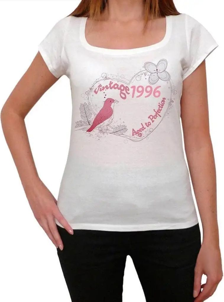Damen Grafik T-Shirt Vollkommen gealterte Herdvogelblume 1996 – Hearth Bird Flower Aged to Perfection 1996 – Geschenk 28. Geburtstag Jahrestag 28