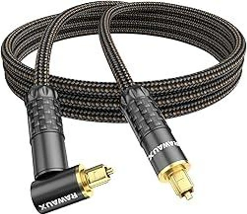 Cavo ottico a 90 gradi Cavo audio ottico ad angolo retto con connettore placcato in oro 24K Cavo audio ottico digitale Toslink Compatibile con soundbar, TV, home theater (1 x 90° - nero, 1 m)