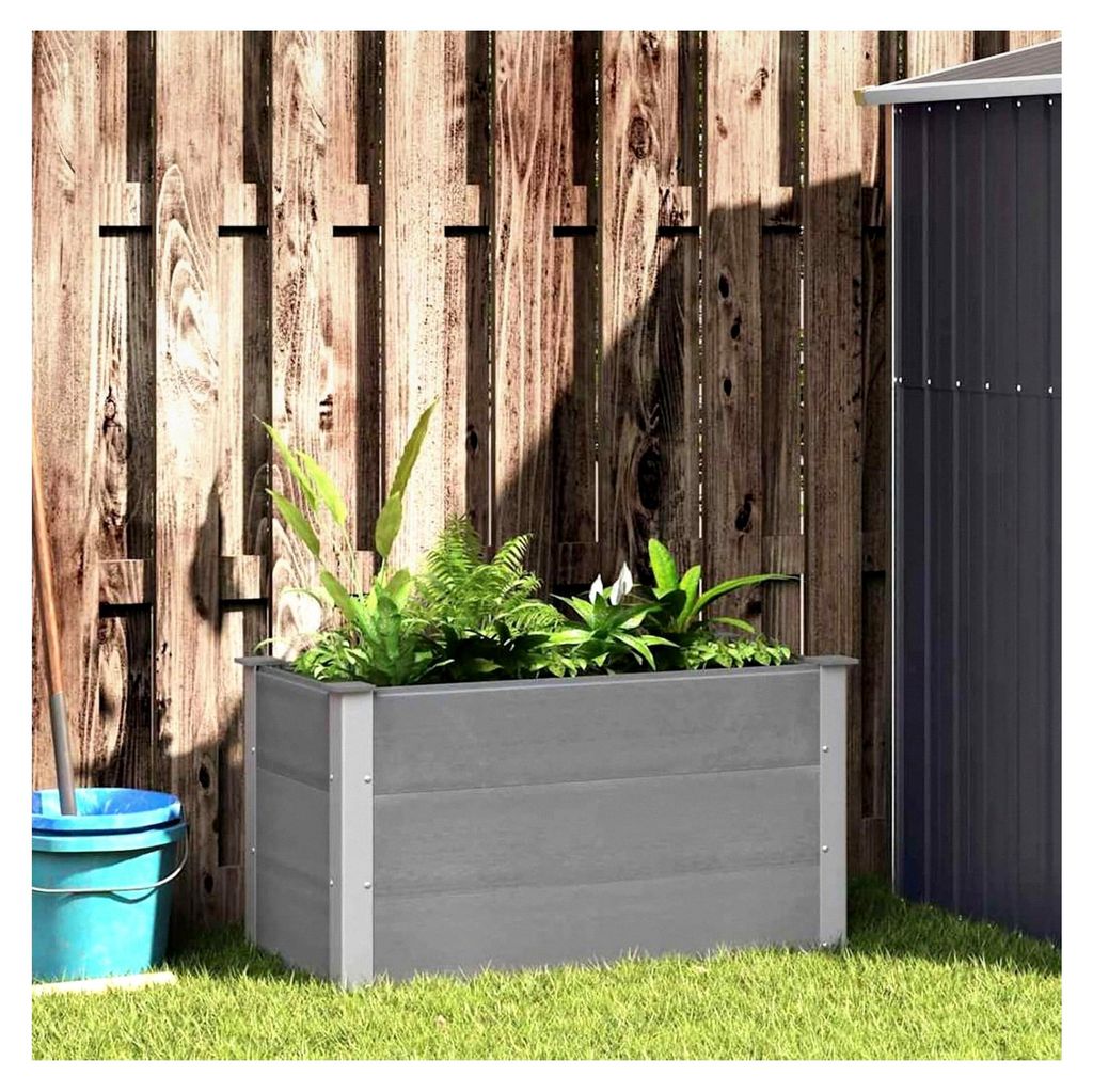 Garten-Hochbeet WPC 100 x 50 x 54 cm Grau für Balkon, Garten und Terrasse