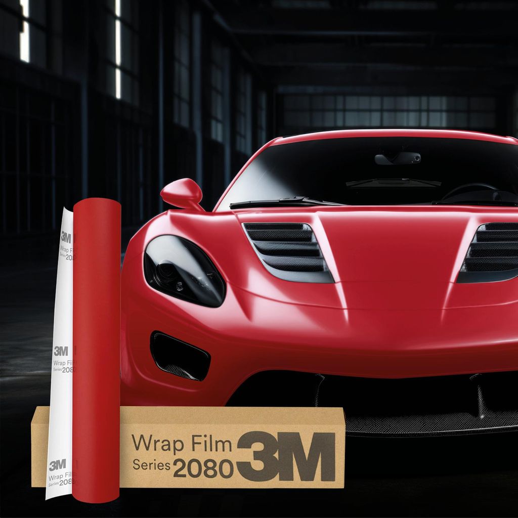 3M Wrap Film Series 2080 Car Wrapping Folie 30x152 cm M33 Matt Strawberry Red – Autofolie mit Luftkanälen f. Auto Motorrad Boot zum Folieren