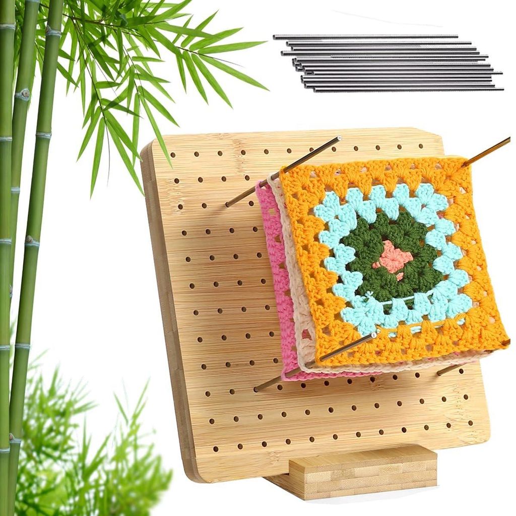 Blocking Board Häkeln aus Bambus – Granny Square Spanner mit Pins