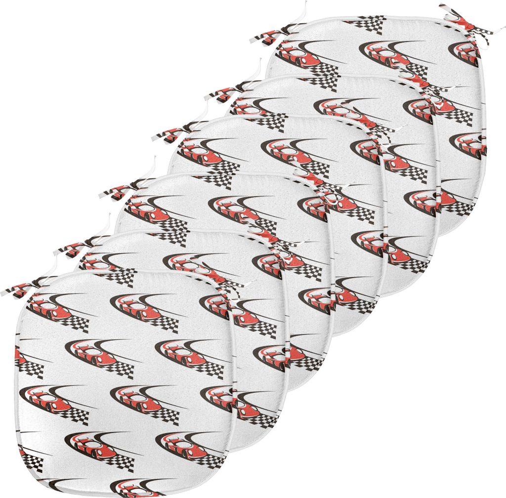 ABAKUHAUS Autos Polster für Esszimmerstühle, Formula Race Rally Win, Dekoratives wasserfestes Kissen mit Riemen für Küchensitze, 40 cm x 40 cm-...