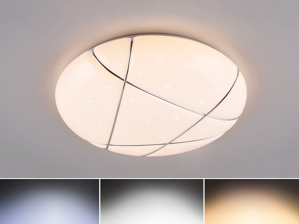 Reality Leuchten Deckenleuchte TIBOR DH 48x9.50 cm weiß Deckenlampe