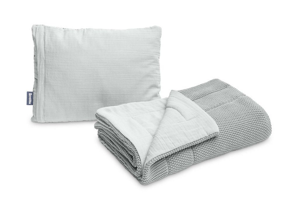 SENSILLO Bettwäsche Set Baby Babydecke 100x80 Kissen 30x40 cm Musselin Grau