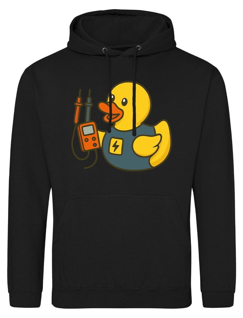 Huuraa Uni Hoodie Quietscheente Elektronik Comic Gummiente L Deep Black Vegan Sweatshirt Geschenkidee