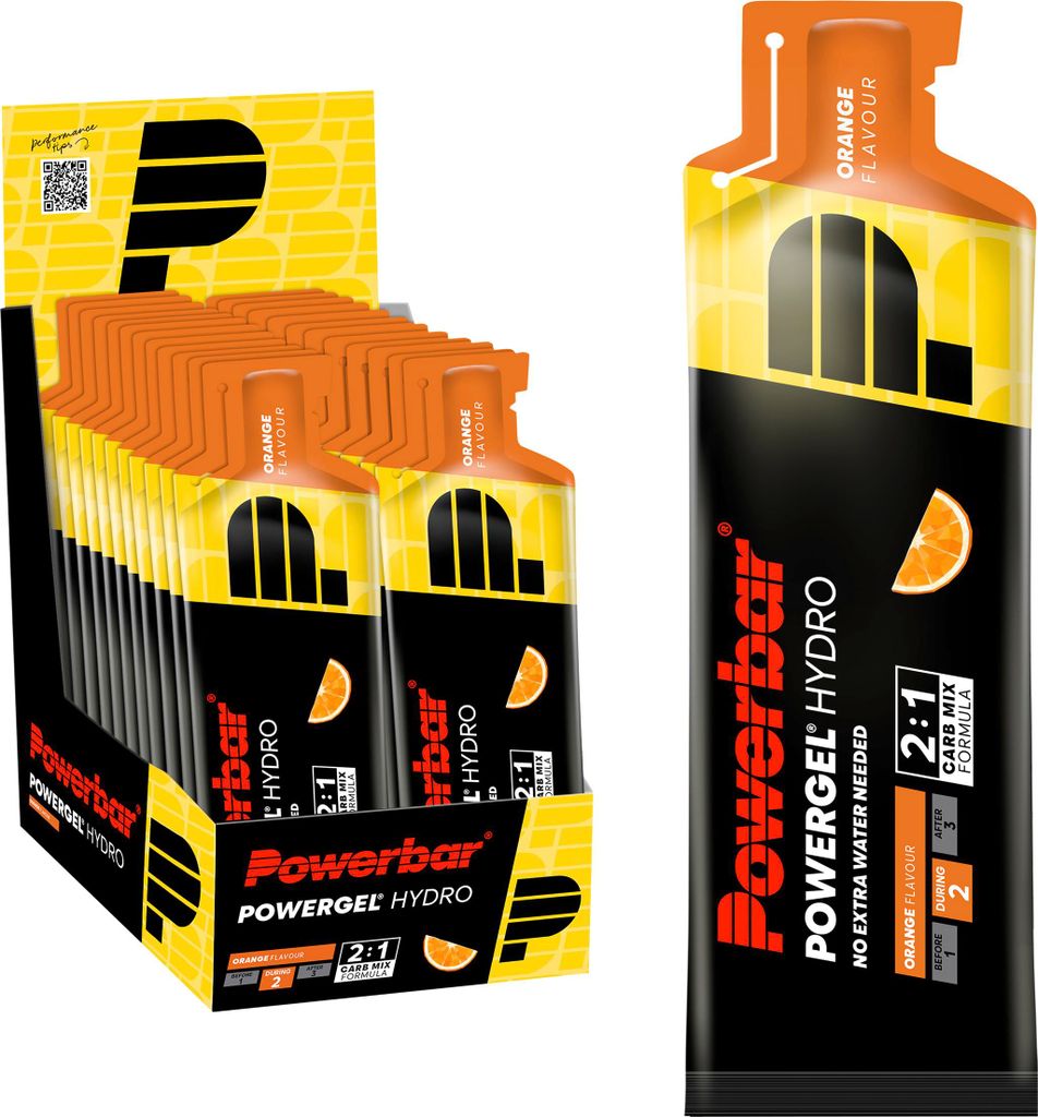 POWERBAR PowerGel Hydro Orange High Carb Energie Gel Natrium 24x 67ml