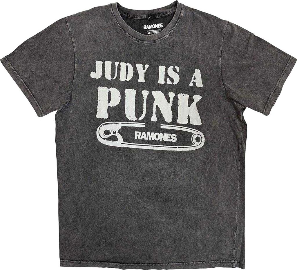 Ramones - "Judy Is A Punk" T-Shirt für Herren/Damen Uni, Steinwaschen RO14505 (M) (Anthrazit)