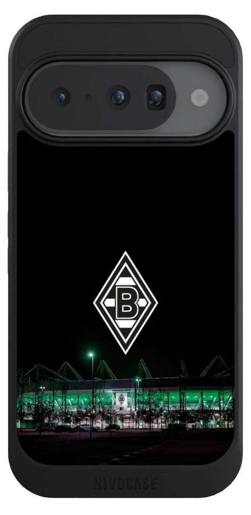 NIVOCASE Hülle für Google Pixel 10 Handyhülle NIVOcore Case Schwarz Borussia Mönchengladbach Offizielles Lizenzprodukt Stadion