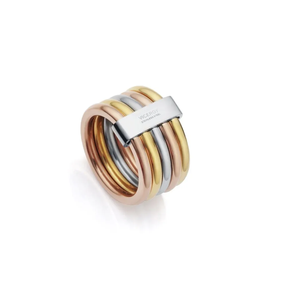 Bague femme en acier tricolore Viceroy 75305A01212 anneau taille 12