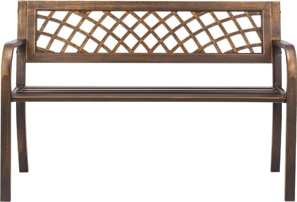 Panca da giardino 116 cm - Panche da giardino con portata di 250 kg - Panca da giardino con struttura Acciaio al carbonio - Panca da balcone con rete in PVC e braccioli - Panca da giardino nera per giardino, parco, cortile - 11
