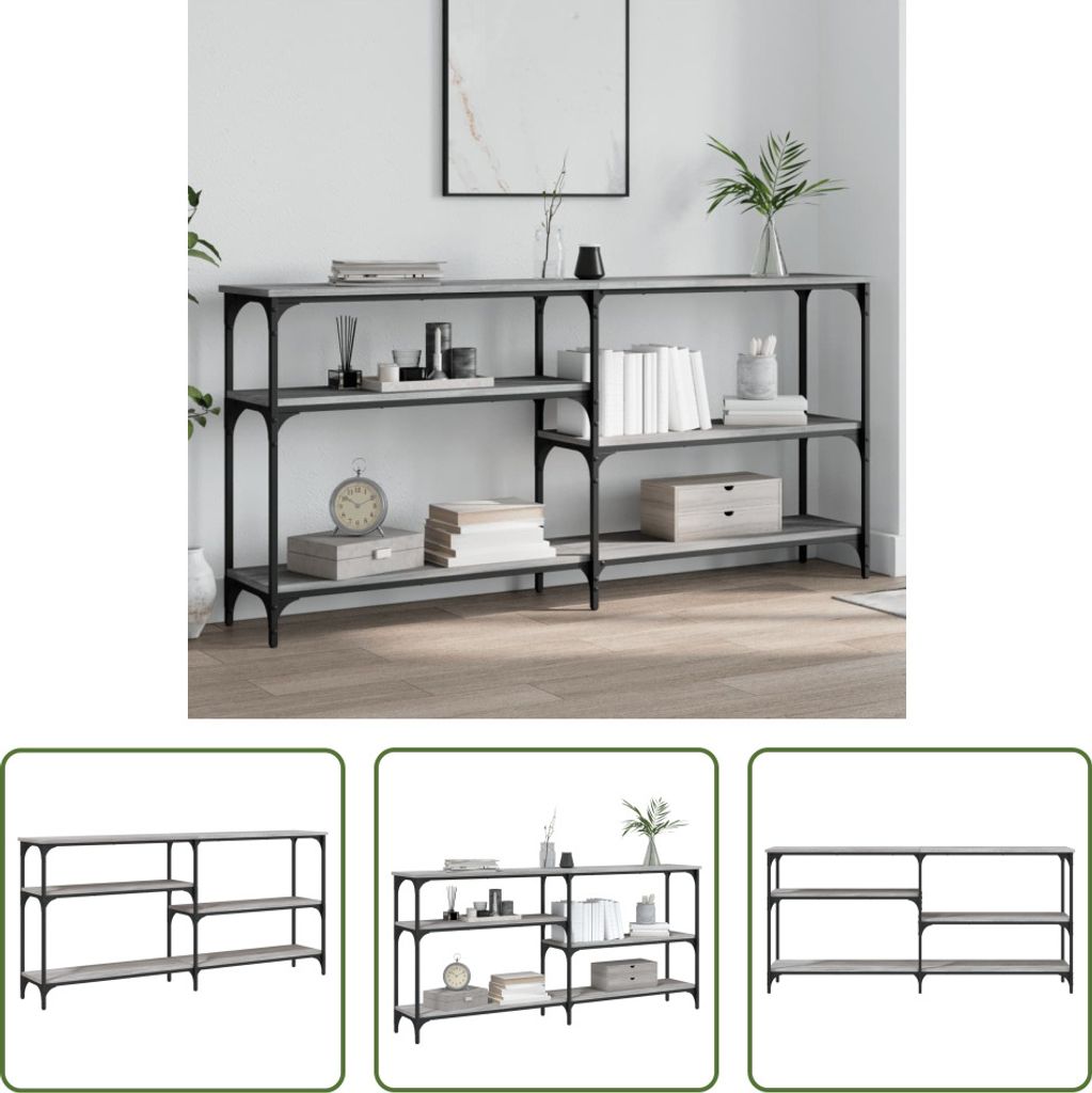 The Living Store Konsolentisch Grau Sonoma 160x29x75 cm Holzwerkstoff