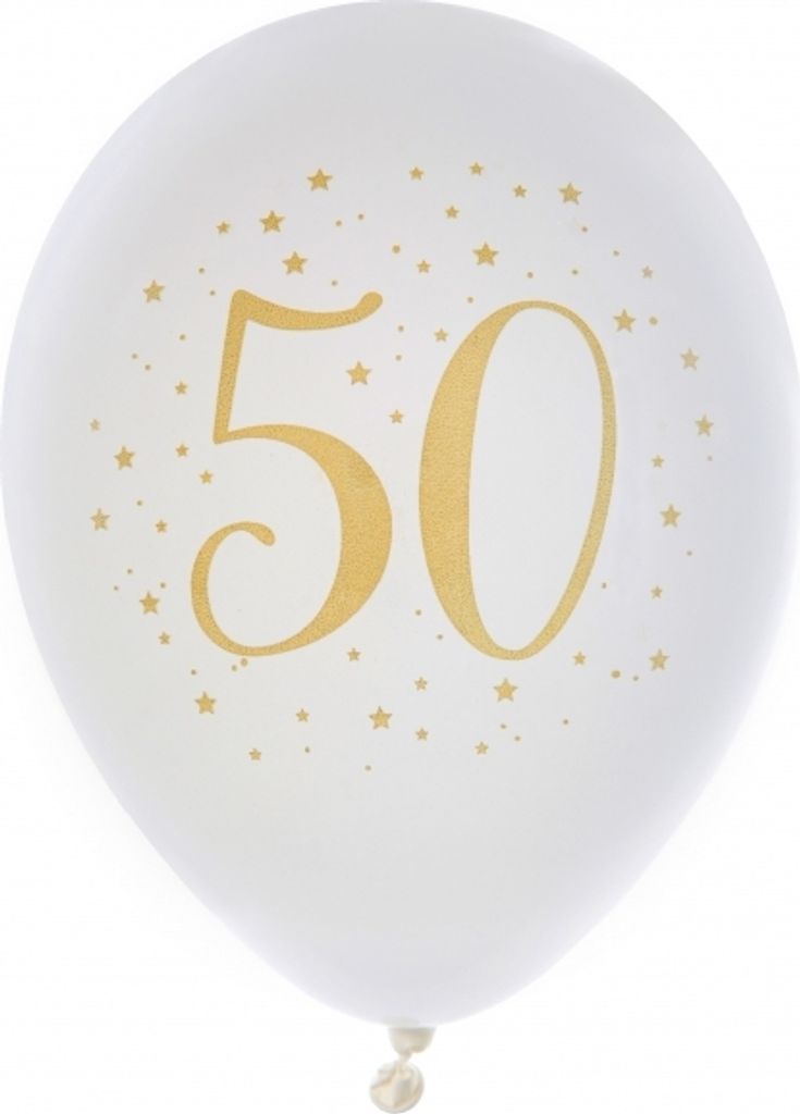 8 Ballons Geburtstag Jubiläum Goldhochzeit 50 weiß gold