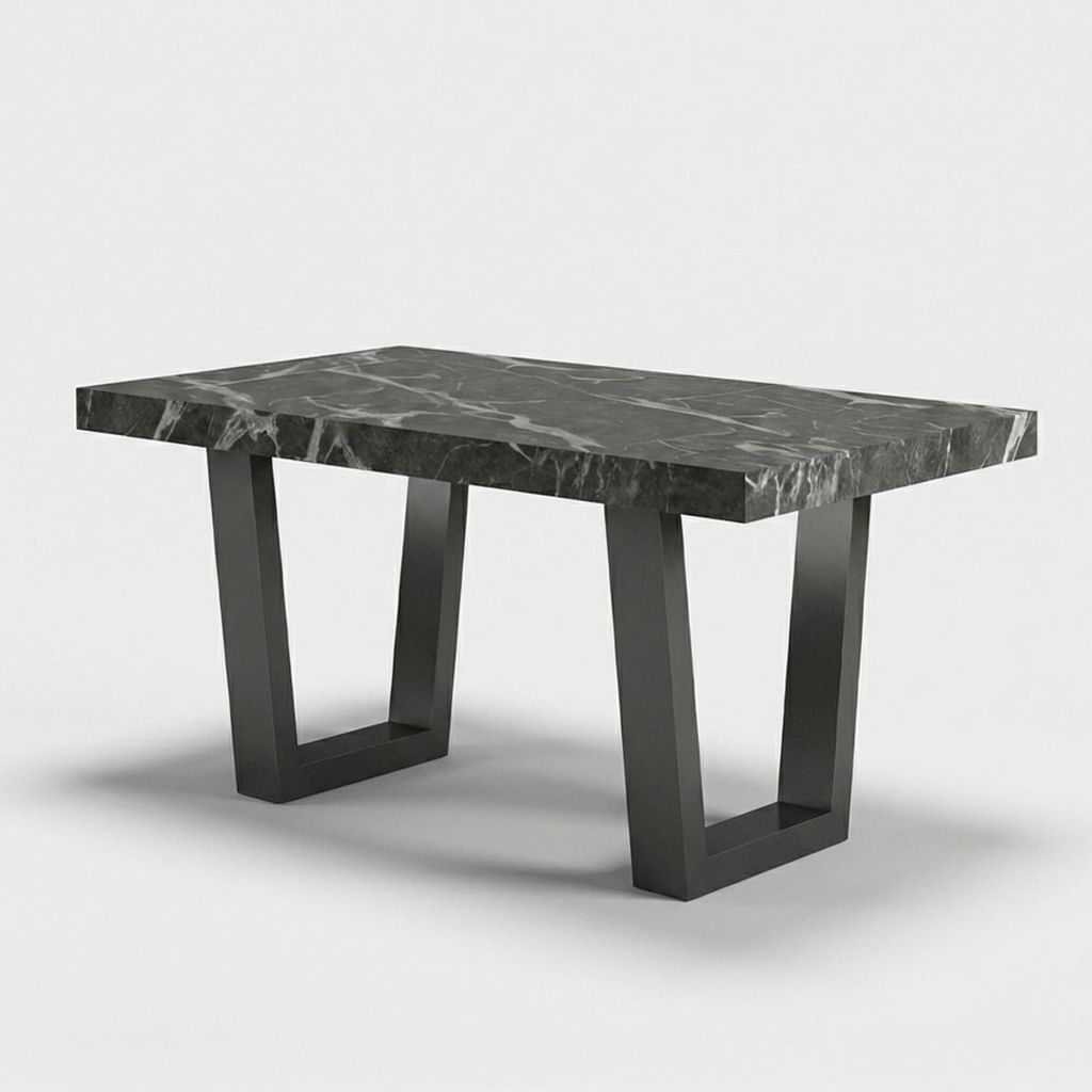 Ausziehbarer Esstisch schwarze Beine 160/260x90 Tokyo - Schwarzer Marmoreffekt