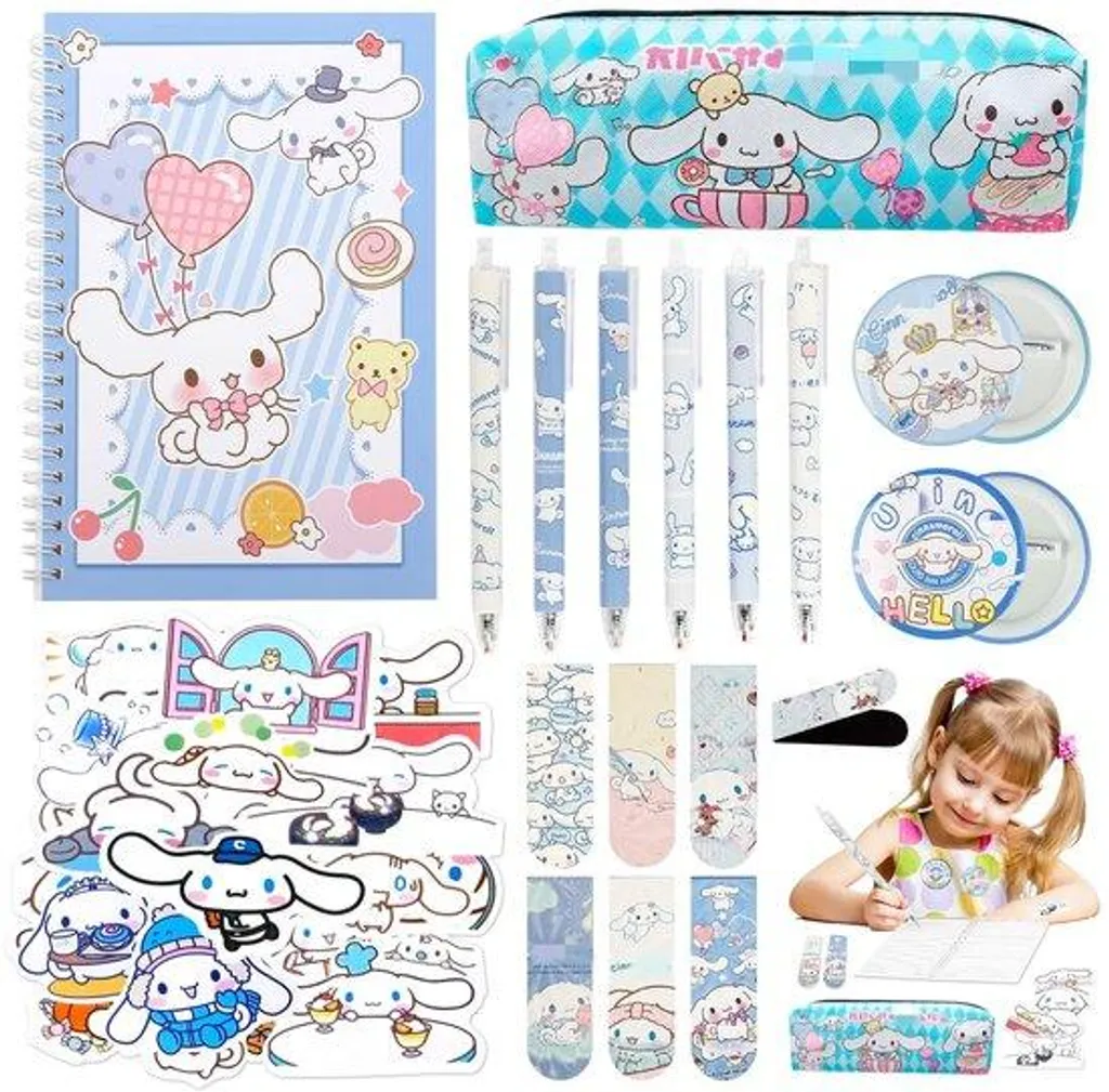 Set de bureau Kawaii rose pour filles - Accessoires écriture pastel