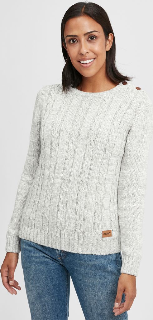 OXMO OXPhia Damen Strickpullover Grobstrick Pullover mit Rundhals-Ausschnitt 100% Baumwolle Regular fit