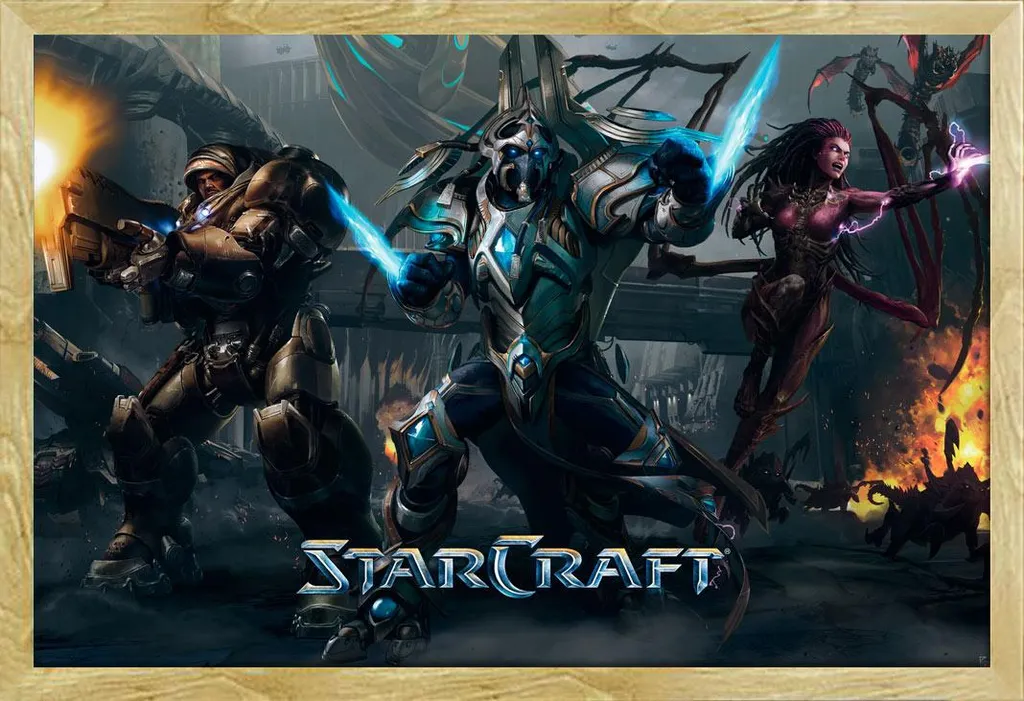Poster Starcraft Legacy of the Void cadre bois hêtre vitre acrylique