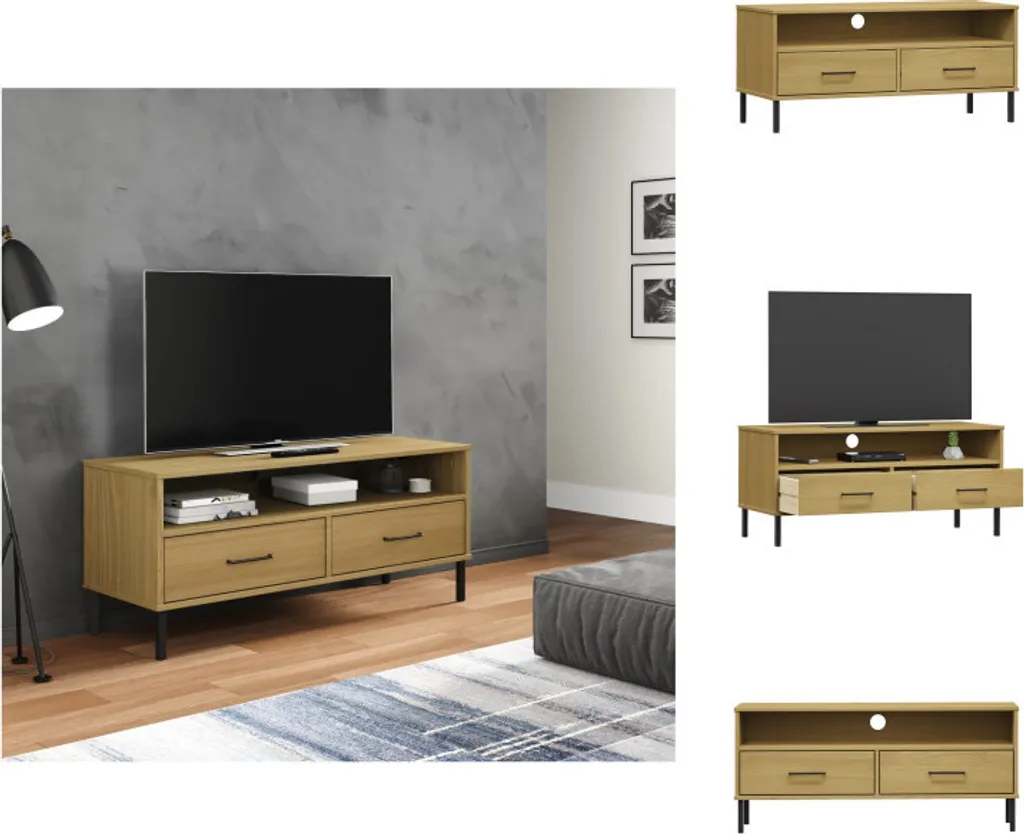 Meuble TV Oslo Pin Brun : Fini le Désordre avec ce Support Robuste Chic