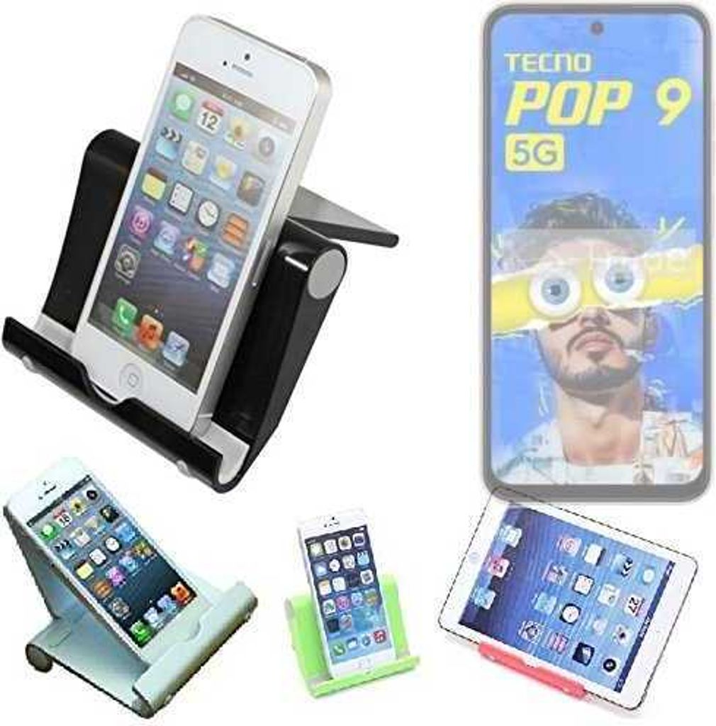 K-S-Trade Handy-Ständer kompatibel mit Tecno Pop 9 5G faltbarer Tischständer Smartphone Tablet Halterung Reise