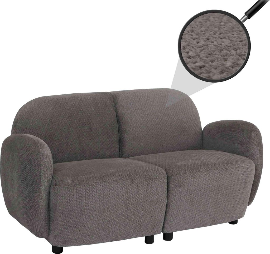 2er-Sofa MCW-P33, 2-Sitzer Couch Loungesofa, Stoff/Textil Chenille (330 g/m²) hellgrau