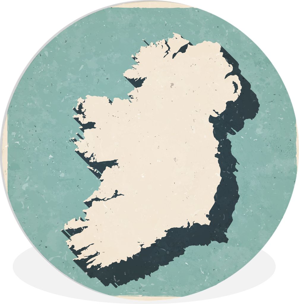MuchoWow Rundes Wandbild - Runde Bilder Karte von Irland im Vintage-Stil Ø 60 cm Kreis Wanddekoration Kunststoff - Wandkreis - Wandschmuck - Wan...