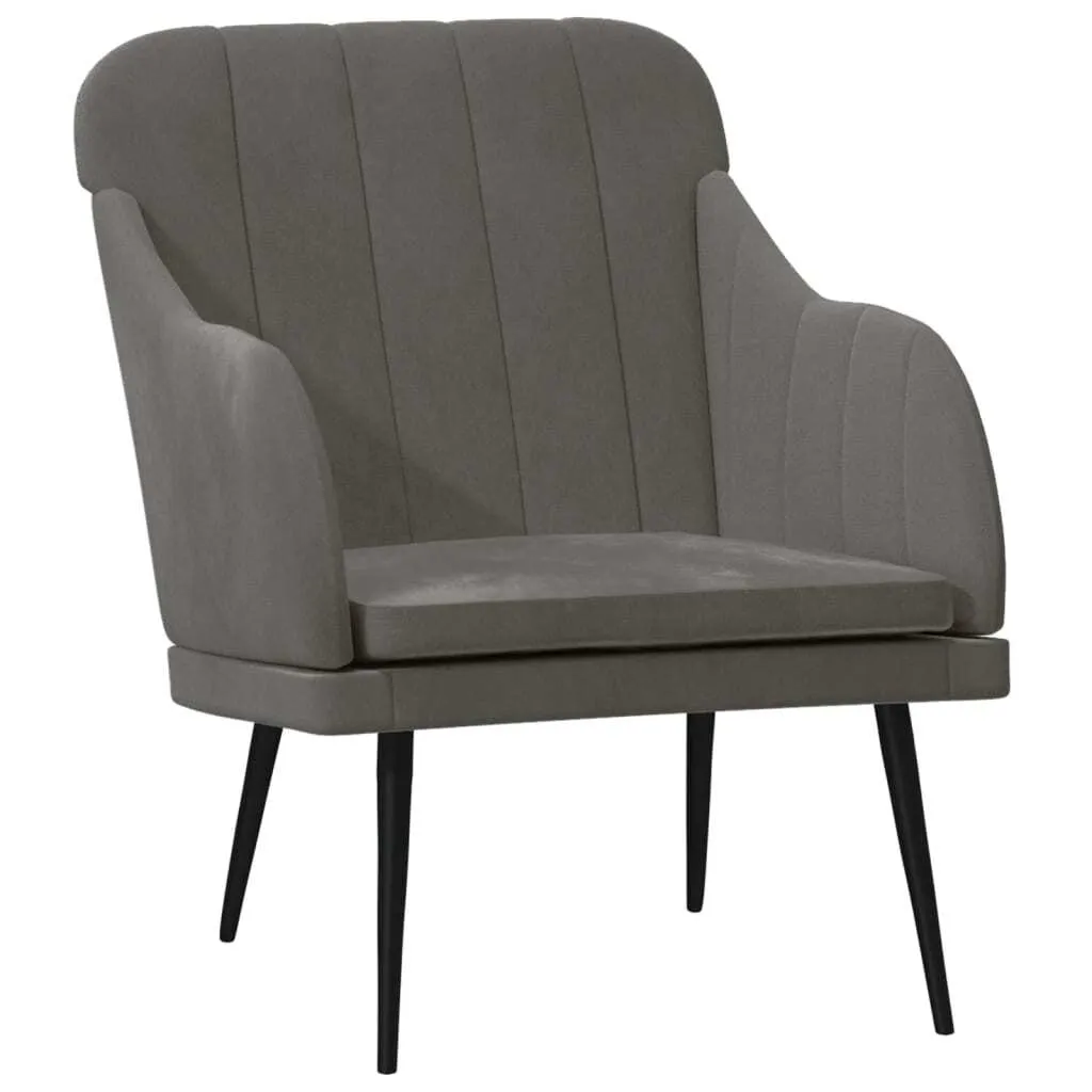 Poltroncina Velluto Grigio Scuro 63x76x80 cm | Design vidaXL Chic