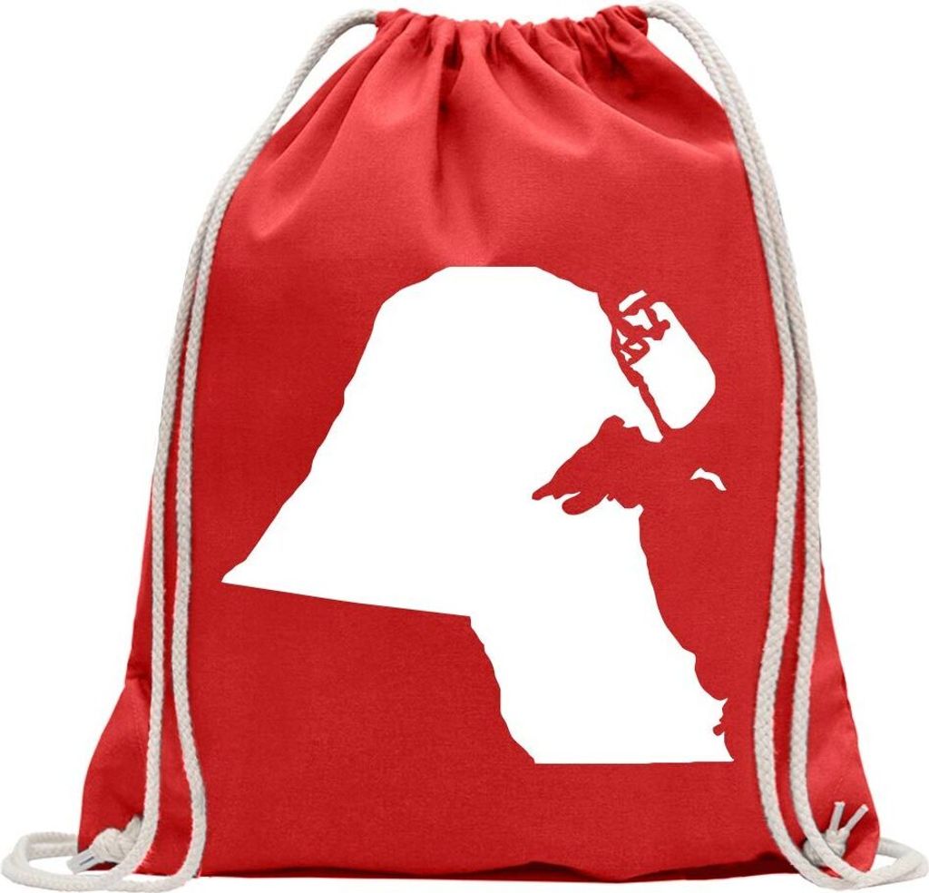 Kiwistar - Turnbeutel - rot - Kuwait Umriss Kontur - Fun Rucksack Sport Beutel Gymsack Baumwolle mit Ziehgurt