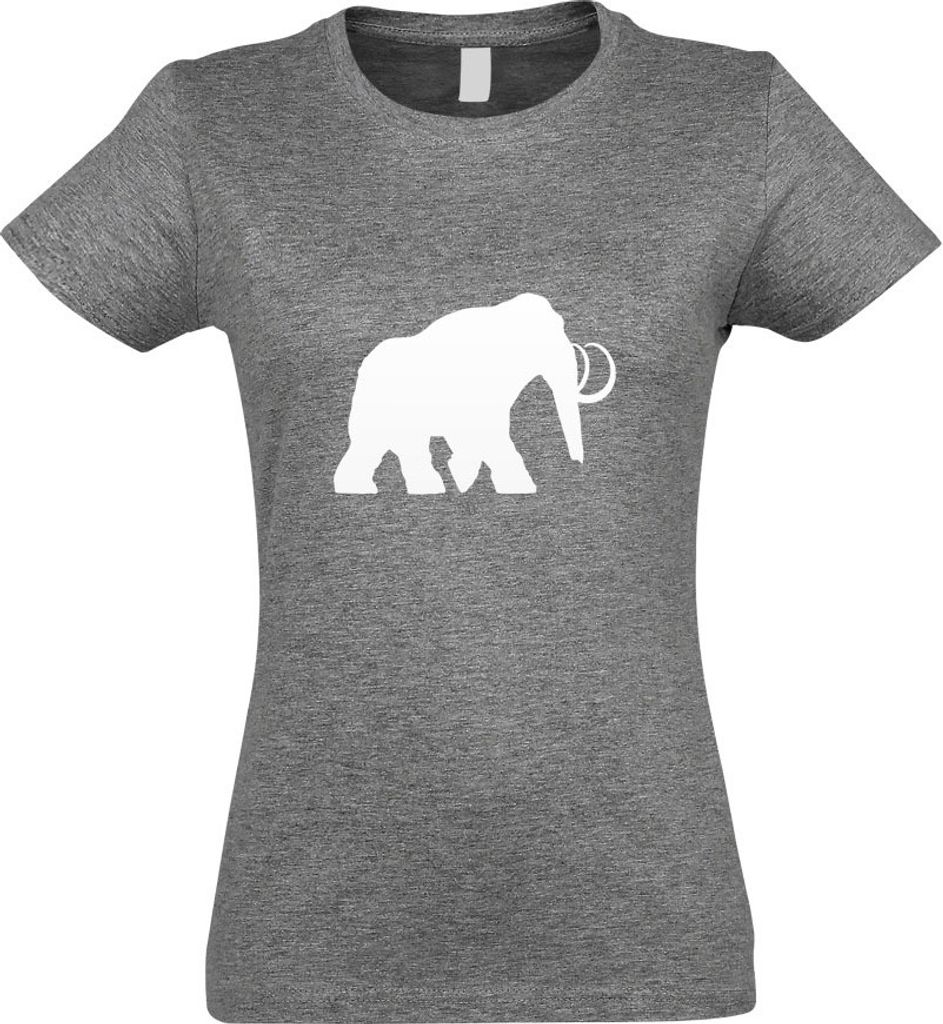 Kiwistar - T-Shirt tailliert - Damen - Graumeliert - Mammut Rüsseltiere Elefant - mit Motiv Bedruckt - Funshirt Design - Sport - Freizeit - Damen ...