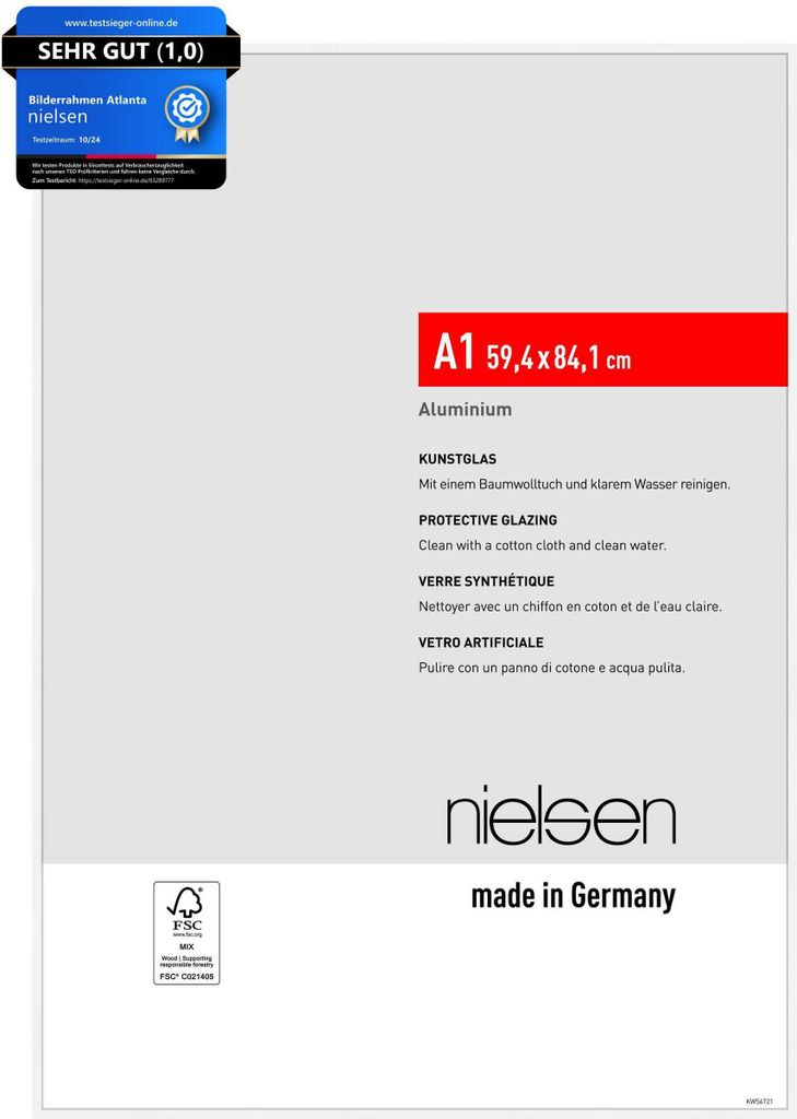 nielsen Aluminium Bilderrahmen Atlanta, 59,4 x 84,1 cm Produktbild 