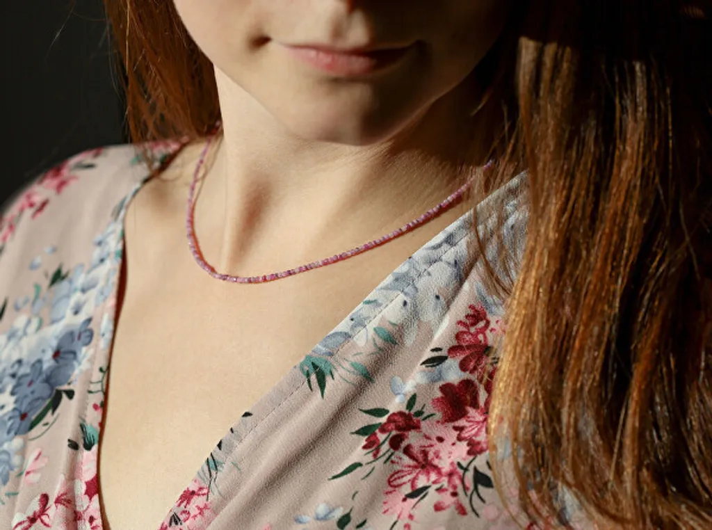 Collier minéral rubis anti-ternissement - Éclat perles POL-N12/47L