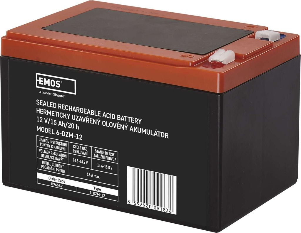 Bezúdržbový trakční olověný aku. 12 V/15 Ah, faston 6,3 mm