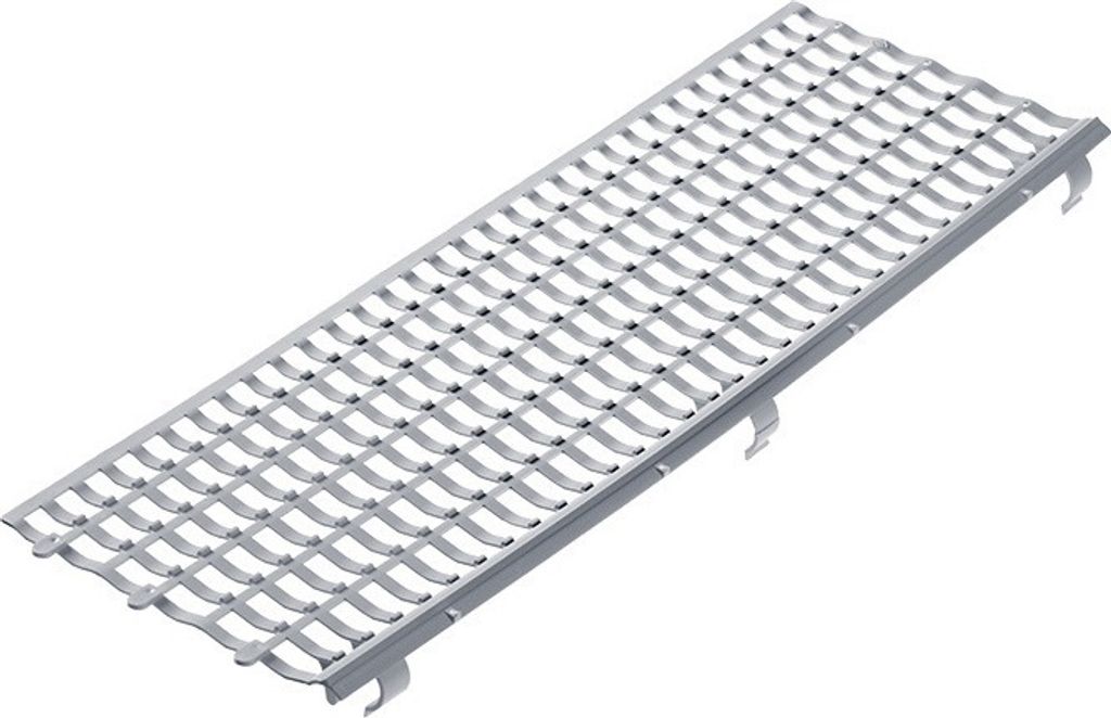 A 3D rendering of a gray metal grate.